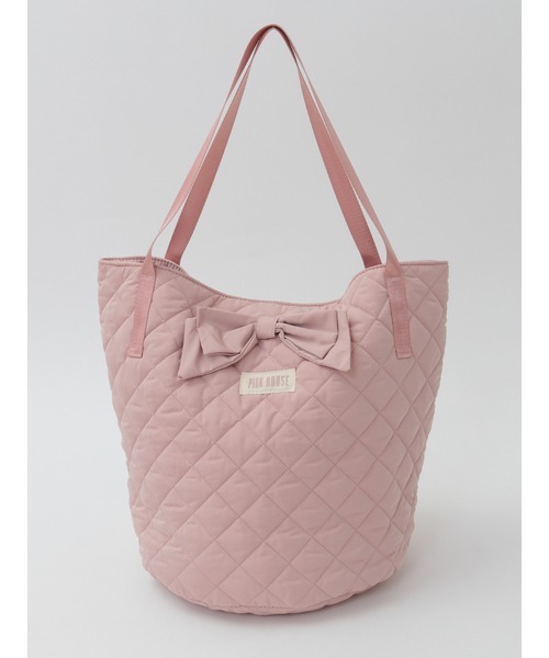 PINK HOUSE(ピンクハウス)の「リボンモチーフ付きキルティングバッグ(トートバッグ・レディース・ベージュ/ピンク/ブルーグレー/ブラック・フリー)」の5枚目の写真