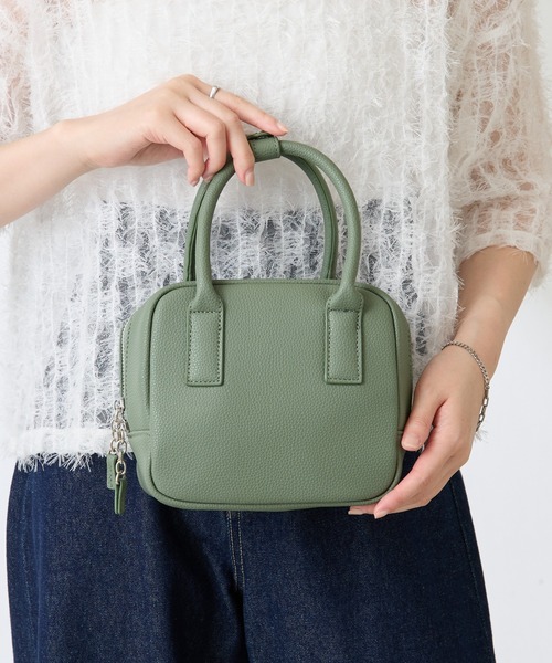 PAPILLONNER(パピヨネ)の「【OT】キューブバッグ(ショルダーバッグ・レディース・ダークブラウン/グリーン・FREE)」の1枚目の写真