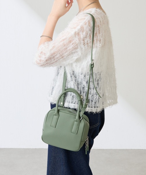 PAPILLONNER(パピヨネ)の「【OT】キューブバッグ(ショルダーバッグ・レディース・ダークブラウン/グリーン・FREE)」の7枚目の写真