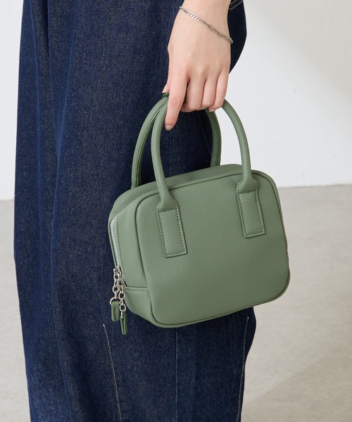 PAPILLONNER(パピヨネ)の「【OT】キューブバッグ(ショルダーバッグ・レディース・ダークブラウン/グリーン・FREE)」の5枚目の写真