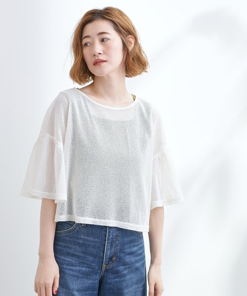 grove(グローブ)の「着回し◎夏に嬉しいSET メッシュブラウス×フレアワンピース(ワンピース・レディース・ホワイト系7/ブラック系4・02/05/04/03/01)」の6枚目の写真