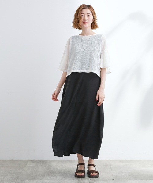 grove(グローブ)の「着回し◎夏に嬉しいSET メッシュブラウス×フレアワンピース(ワンピース・レディース・ホワイト系7/ブラック系4・02/05/04/03/01)」の1枚目の写真
