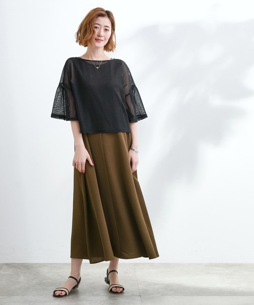 grove(グローブ)の「着回し◎夏に嬉しいSET メッシュブラウス×フレアワンピース(ワンピース・レディース・ホワイト系7/ブラック系4・02/05/04/03/01)」の2枚目の写真