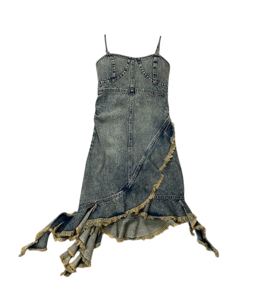 ACLENT（アクレント）の「フリルダメージデニムミニワンピース（ワンピース・レディース・ブルー/ブラック・SMALL/MEDIUM）」の12枚目の写真