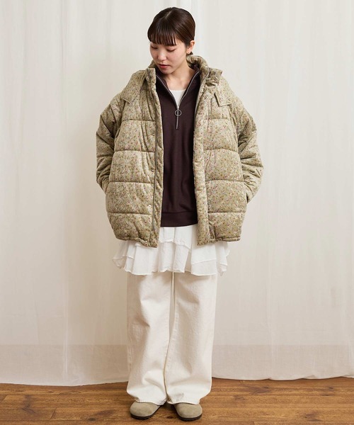 【チサト】theory ヘリンボーン　ダウンジャケット　2way L Elise 2way coat（ダウンジャケット/コート）｜fig London（フィグ