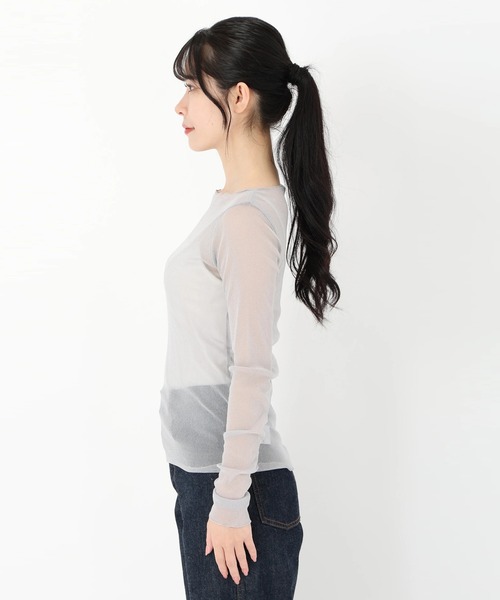 STRAWBERRY-FIELDS(ストロベリーフィールズ)の「ナイロンラメチュール_ラメチュールトップス(Tシャツ/カットソー・レディース・ベージュ/グレー/ブラック・2)」の6枚目の写真