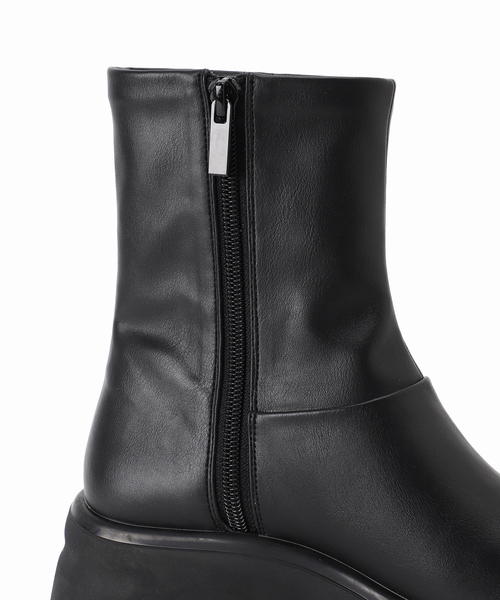 ★新品今季★LE TALON6cmボリュームソールフィットショートブーツ★黒ＬＬ 6cmボリュームソールフィットショートブーツ（ブーティ・ショート