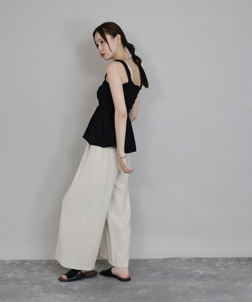 お値下げ！新品！　la.f.. 麻混　ワイド　パンツ　サイズM セール】麻混ワイドパンツ（その他パンツ）｜J by blue（ジェイ