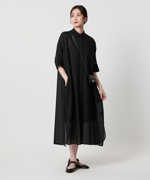 ユナイテッドアローズ　シャツワンピース Spiree asami ロングシャツワンピース - 防シワ ウォッシャブル