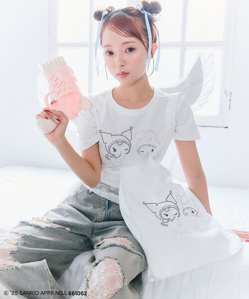 sanrio（サンリオ）の「メロクロキラキラトートバッグ（トートバッグ・レディース・オフホワイト/ラベンダー/ピンク・FREE）」の9枚目の写真