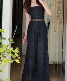 2ly2（トゥーリートゥー）の「ボタンデザイン・デニムオールインワン（つなぎ/オールインワン）」