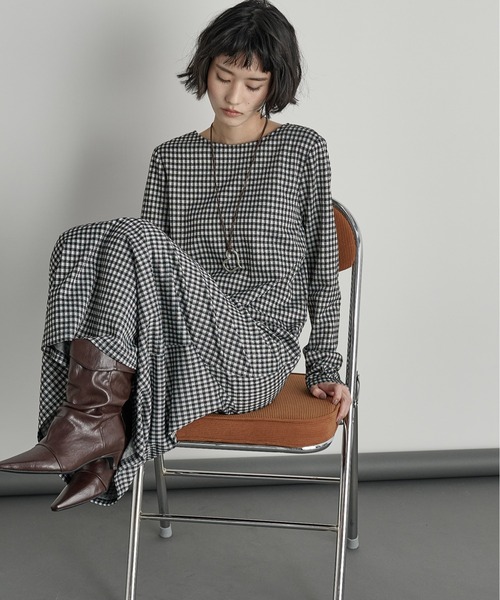 フィンガーホールチェックワンピース（ワンピース）｜THE YOn（ザヨン