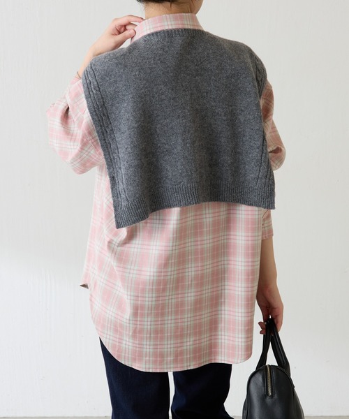 PAPILLONNER（パピヨネ）の「アレンジニットストール（ストール/ショール・レディース・ブルー/グレー・FREE）」の16枚目の写真