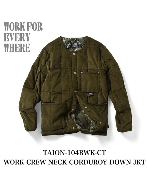 TAION(タイオン)の「【TAION(タイオン)】〈ユニセックス〉ワーク クルーネック コーデュロイ×ダウンジャケット(ダウンジャケット/コート・メンズ・ブラック系4/ブラック/ダークネイビー・M/L/XL/S/2XL)」の6枚目の写真