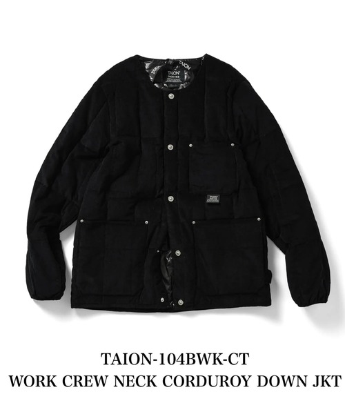 TAION(タイオン)の「【TAION(タイオン)】〈ユニセックス〉ワーク クルーネック コーデュロイ×ダウンジャケット(ダウンジャケット/コート・メンズ・ブラック系4/ブラック/ダークネイビー・M/L/XL/S/2XL)」の8枚目の写真