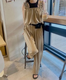 フリル付きベージュパンツセットアップ パンツ サイドフリルパンツ レディース : ZOZOTOWN Yahoo!店
