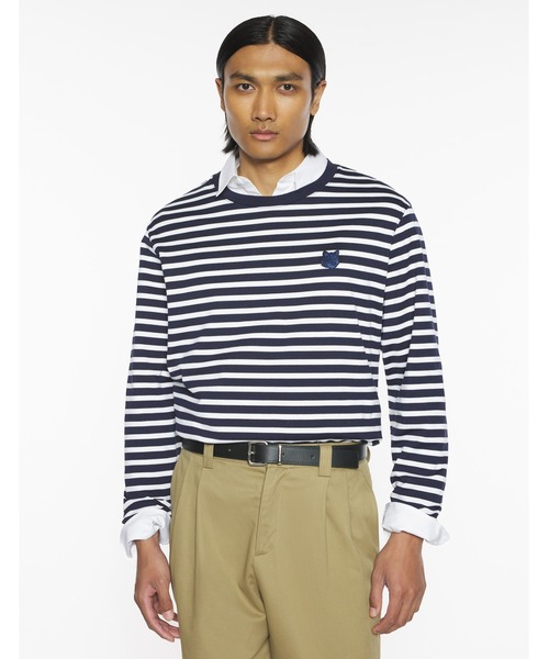 Maison Kitsune（メゾンキツネ）の「FOX HEAD LONG SLEEVE TEE-SHIRT（Tシャツ/カットソー・メンズ・ネイビー×ホワイト/ライトベージュ・XL/L/M/S/XS）」の6枚目の写真