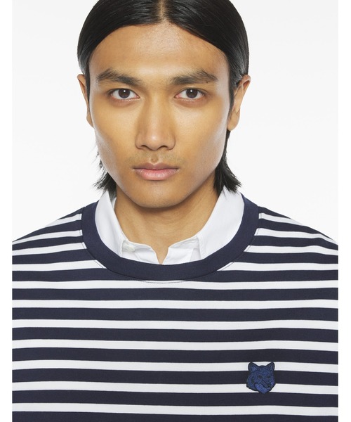 Maison Kitsune（メゾンキツネ）の「FOX HEAD LONG SLEEVE TEE-SHIRT（Tシャツ/カットソー・メンズ・ネイビー×ホワイト/ライトベージュ・XL/L/M/S/XS）」の7枚目の写真
