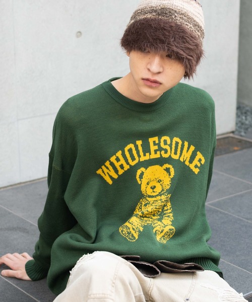 WEGO(ウィゴー)の「WEGO/ジャガードグラフィックプルオーバー(ニット/セーター・メンズ・チャコール/イエロー/その他3/その他2/その他1/グレー/オフホワイト/ダークグリーン/ホワイト系その他/ワイン/その他8/その他6/その他4/その他7/その他9/その他5・SMALL/LARGE/MEDIUM)」の14枚目の写真