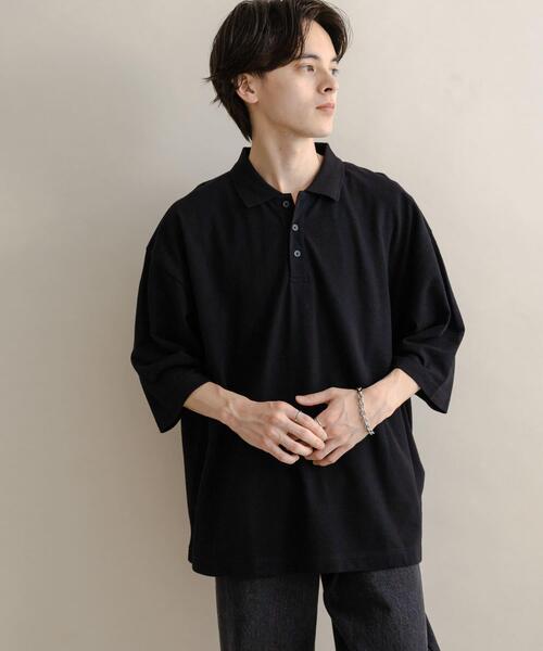 SENSE OF PLACE by URBAN RESEARCH(センスオブプレイスバイアーバンリサーチ)の「スラブカノコエクストラルーズポロシャツ(ポロシャツ・メンズ・ブラック/オートミール/ブラウン・MEDIUM/LARGE)」の5枚目の写真
