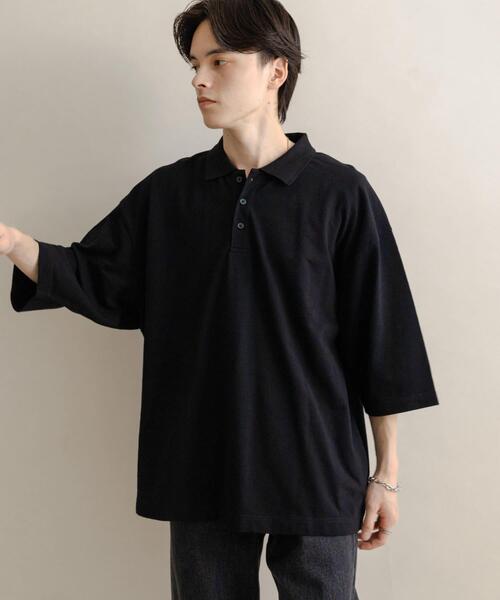 SENSE OF PLACE by URBAN RESEARCH(センスオブプレイスバイアーバンリサーチ)の「スラブカノコエクストラルーズポロシャツ(ポロシャツ・メンズ・ブラック/オートミール/ブラウン・MEDIUM/LARGE)」の6枚目の写真