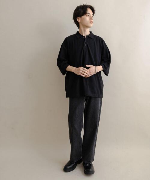 SENSE OF PLACE by URBAN RESEARCH(センスオブプレイスバイアーバンリサーチ)の「スラブカノコエクストラルーズポロシャツ(ポロシャツ・メンズ・ブラック/オートミール/ブラウン・MEDIUM/LARGE)」の7枚目の写真