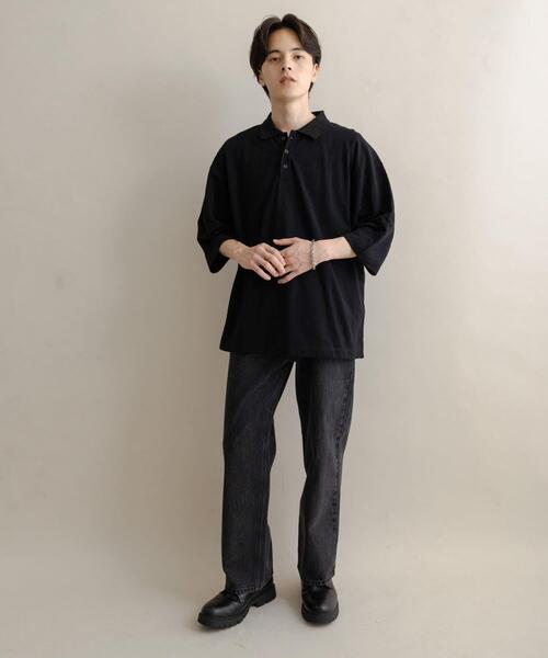 SENSE OF PLACE by URBAN RESEARCH(センスオブプレイスバイアーバンリサーチ)の「スラブカノコエクストラルーズポロシャツ(ポロシャツ・メンズ・ブラック/オートミール/ブラウン・MEDIUM/LARGE)」の8枚目の写真