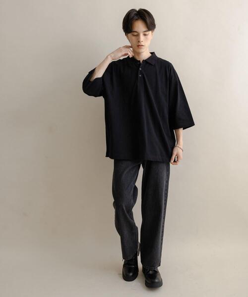 SENSE OF PLACE by URBAN RESEARCH(センスオブプレイスバイアーバンリサーチ)の「スラブカノコエクストラルーズポロシャツ(ポロシャツ・メンズ・ブラック/オートミール/ブラウン・MEDIUM/LARGE)」の9枚目の写真