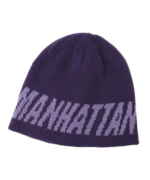 Manhattan Portage（マンハッタンポーテージ）の「Manhattan Portage/マンハッタンポーテージ ビーニー REVERSIBLE KNIT BEANIE MP348（ニットキャップ/ビーニー・メンズ・グレー/ブラック×パープル/ブラウン/ブラック×ホワイト・FREE）」の2枚目の写真