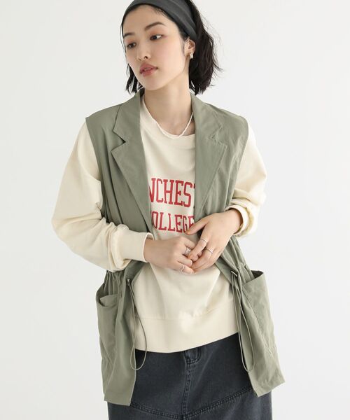 Green　Parks（グリーンパークス）の「ウエストドロストナイロンベスト（ベスト・レディース・カーキ/チャコールグレー・FREE）」の12枚目の写真