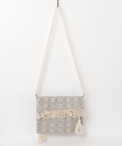 MAISON mou（メゾンムー）の「【Swaraj/スワラージ】2WAYスクェアサコッシュバッグ（手織り生地）（ショルダーバッグ・レディース・オフホワイト/ライトグレー・FREE）」の2枚目の写真