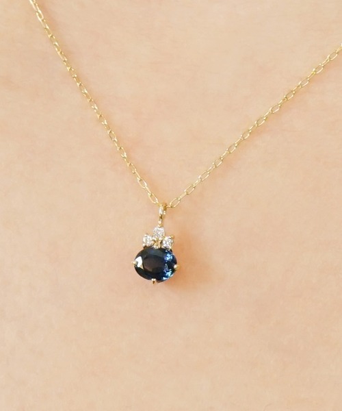 TAKE-UP（テイクアップ）の「K10 サファイヤ オーバルネックレス ( YG)（ネックレス・レディース・イエローゴールド・FREE）」の2枚目の写真