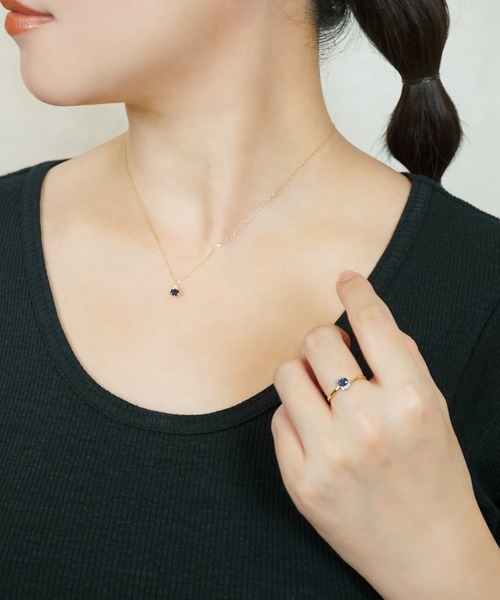 TAKE-UP（テイクアップ）の「K10 サファイヤ オーバルネックレス ( YG)（ネックレス・レディース・イエローゴールド・FREE）」の4枚目の写真