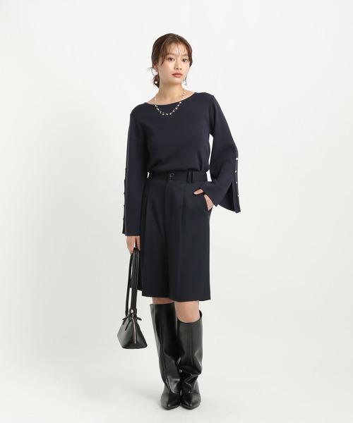Andemiu(アンデミュウ)の「ソデボタンニット591955(ニット/セーター・レディース・オフホワイト/ネイビー/キャメル・FREE)」の17枚目の写真