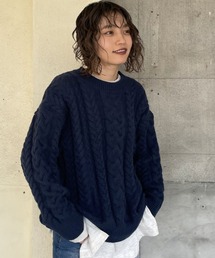 【シーズンムード高まる】ケーブル編みニットプルオーバー