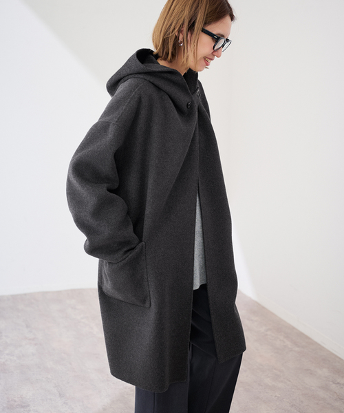 セール】SUPER160'sフーディショートコート（その他アウター