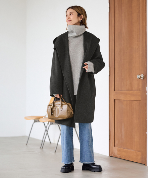 セール】SUPER160'sフーディショートコート（その他アウター