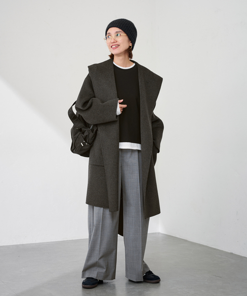 セール】SUPER160'sフーディショートコート（その他アウター