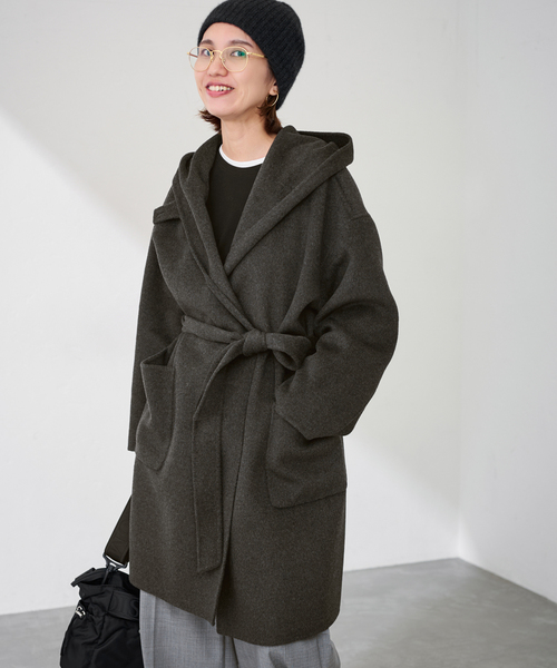 SUPER160’sフーディショートコート セール】SUPER160'sフーディショートコート（その他アウター