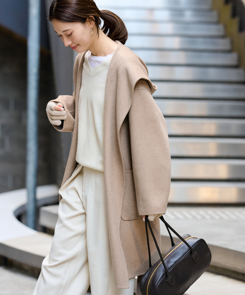 セール】SUPER160'sフーディショートコート（その他アウター