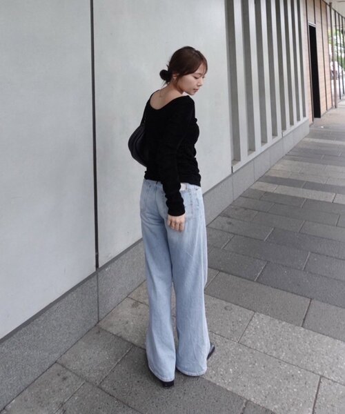 Remind me and forever（リマインドミーアンドフォーエバー）の「【@toitopoooo_____コラボ】シアーベロアトップス（Tシャツ/カットソー・レディース・ブラック/ダークブラウン/アイボリー・FREE）」の9枚目の写真