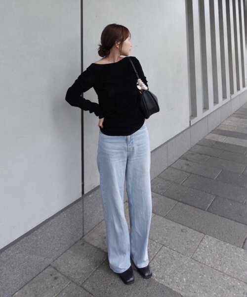 Remind me and forever（リマインドミーアンドフォーエバー）の「【@toitopoooo_____コラボ】シアーベロアトップス（Tシャツ/カットソー・レディース・ブラック/ダークブラウン/アイボリー・FREE）」の13枚目の写真