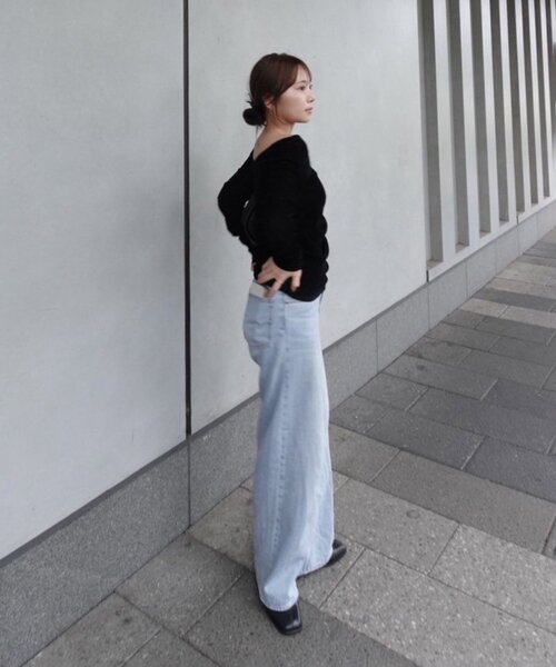 Remind me and forever（リマインドミーアンドフォーエバー）の「【@toitopoooo_____コラボ】シアーベロアトップス（Tシャツ/カットソー・レディース・ブラック/ダークブラウン/アイボリー・FREE）」の14枚目の写真