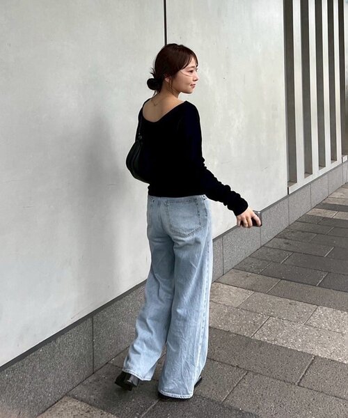 Remind me and forever（リマインドミーアンドフォーエバー）の「【@toitopoooo_____コラボ】シアーベロアトップス（Tシャツ/カットソー・レディース・ブラック/ダークブラウン/アイボリー・FREE）」の19枚目の写真