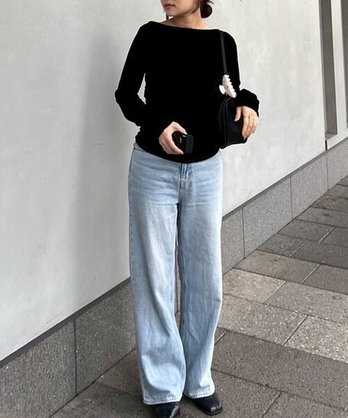 Remind me and forever（リマインドミーアンドフォーエバー）の「【@toitopoooo_____コラボ】シアーベロアトップス（Tシャツ/カットソー・レディース・ブラック/ダークブラウン/アイボリー・FREE）」の20枚目の写真