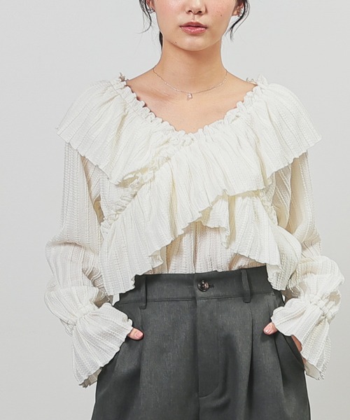 Honeys(ハニーズ)の「オフショル2way(Tシャツ/カットソー・レディース・イエロー/アイボリー/サックスブルー/ブラック・L/LL/M/S)」の7枚目の写真