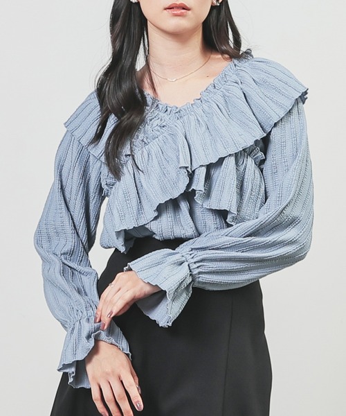 Honeys(ハニーズ)の「オフショル2way(Tシャツ/カットソー・レディース・イエロー/アイボリー/サックスブルー/ブラック・L/LL/M/S)」の19枚目の写真
