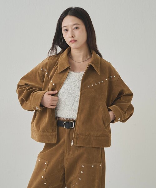 WHO'S WHO gallery(フーズフーギャラリー)の「SUEDE STUDDED BLOUSON/スウェードスタッズブルゾン(ブルゾン・レディース・ブラウン/キャメル・FREE)」の8枚目の写真