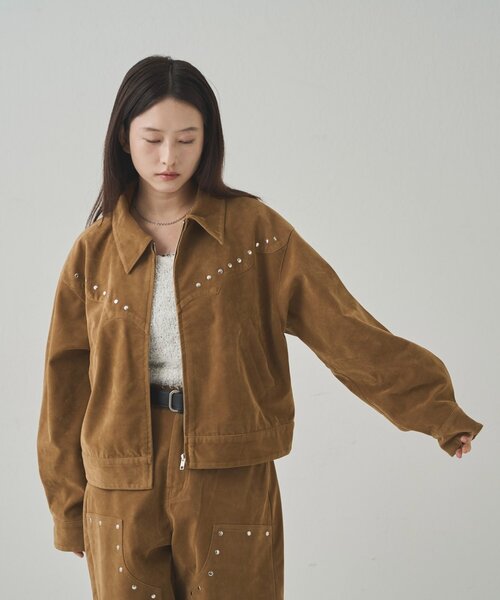 WHO'S WHO gallery(フーズフーギャラリー)の「SUEDE STUDDED BLOUSON/スウェードスタッズブルゾン(ブルゾン・レディース・ブラウン/キャメル・FREE)」の9枚目の写真