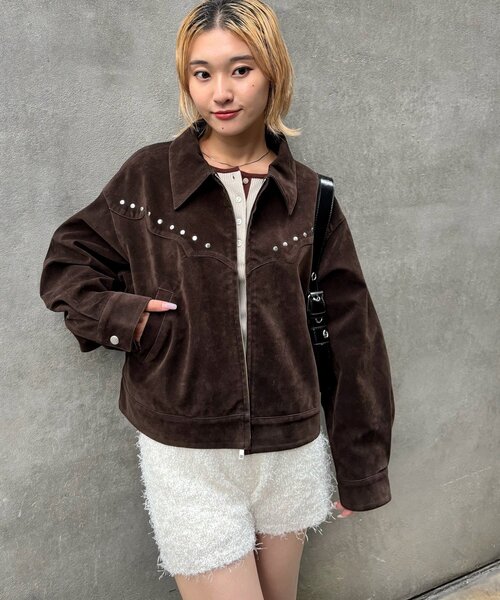 WHO'S WHO gallery(フーズフーギャラリー)の「SUEDE STUDDED BLOUSON/スウェードスタッズブルゾン(ブルゾン・レディース・ブラウン/キャメル・FREE)」の21枚目の写真